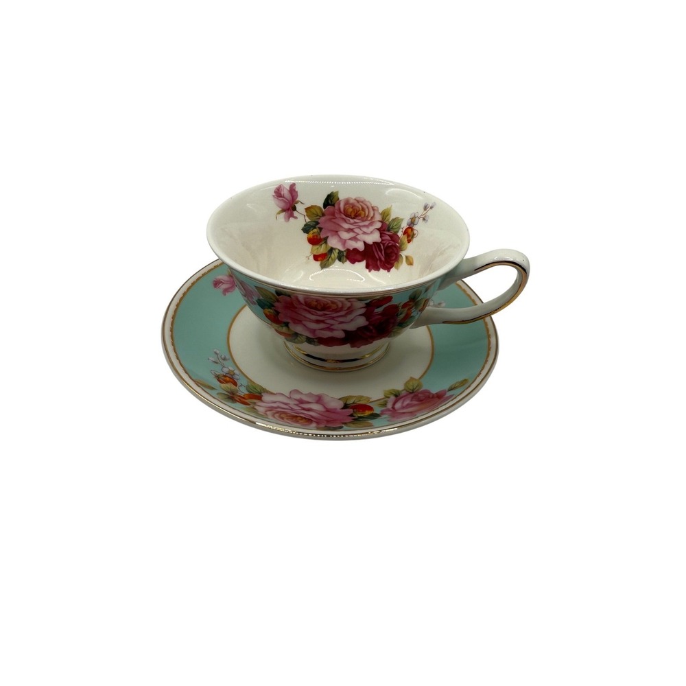 Grace Teaware Fine Porcelain Floral Rose Tea Cup and Saucer Set, Elegant Design